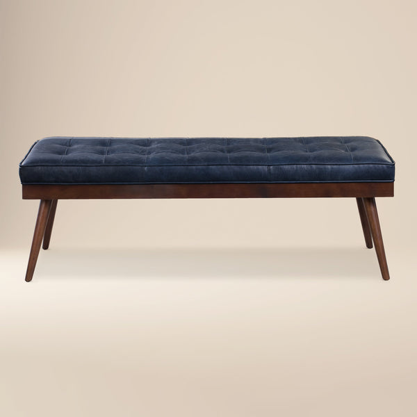 Leather Bench | Midnight Blue