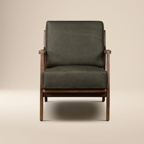 Leather Lounge Chair | Olivine Green