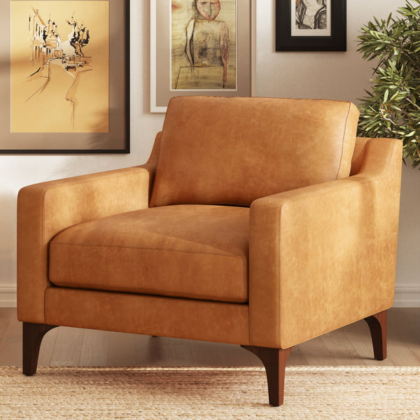 Leather Lounge Chair | Cognac Tan