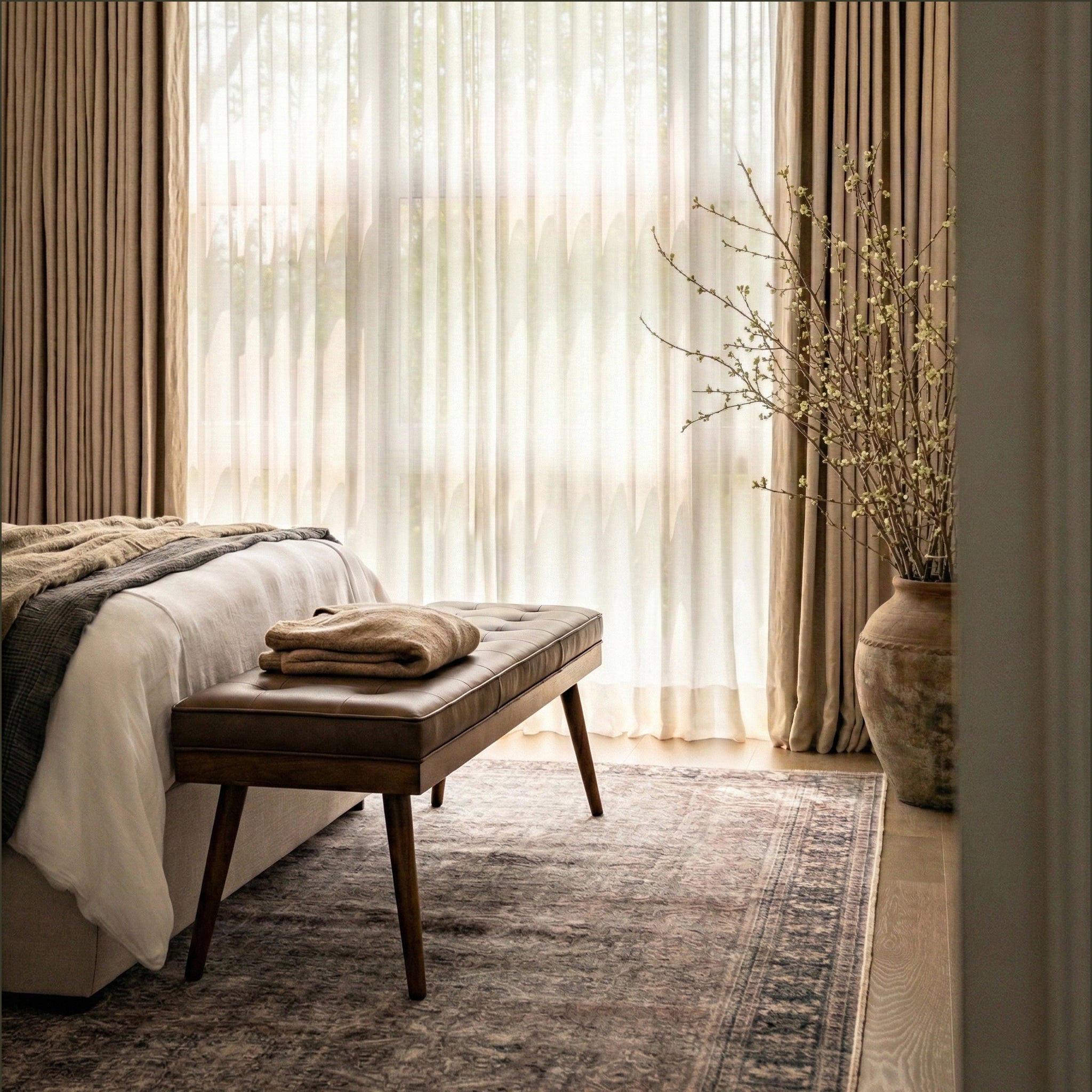 Leather Bench | Cocoa Brown