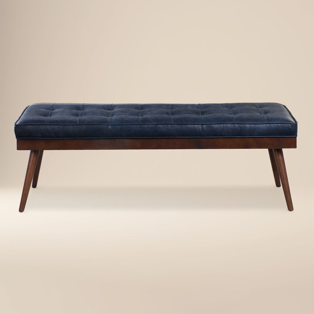 Leather Bench | Midnight Blue