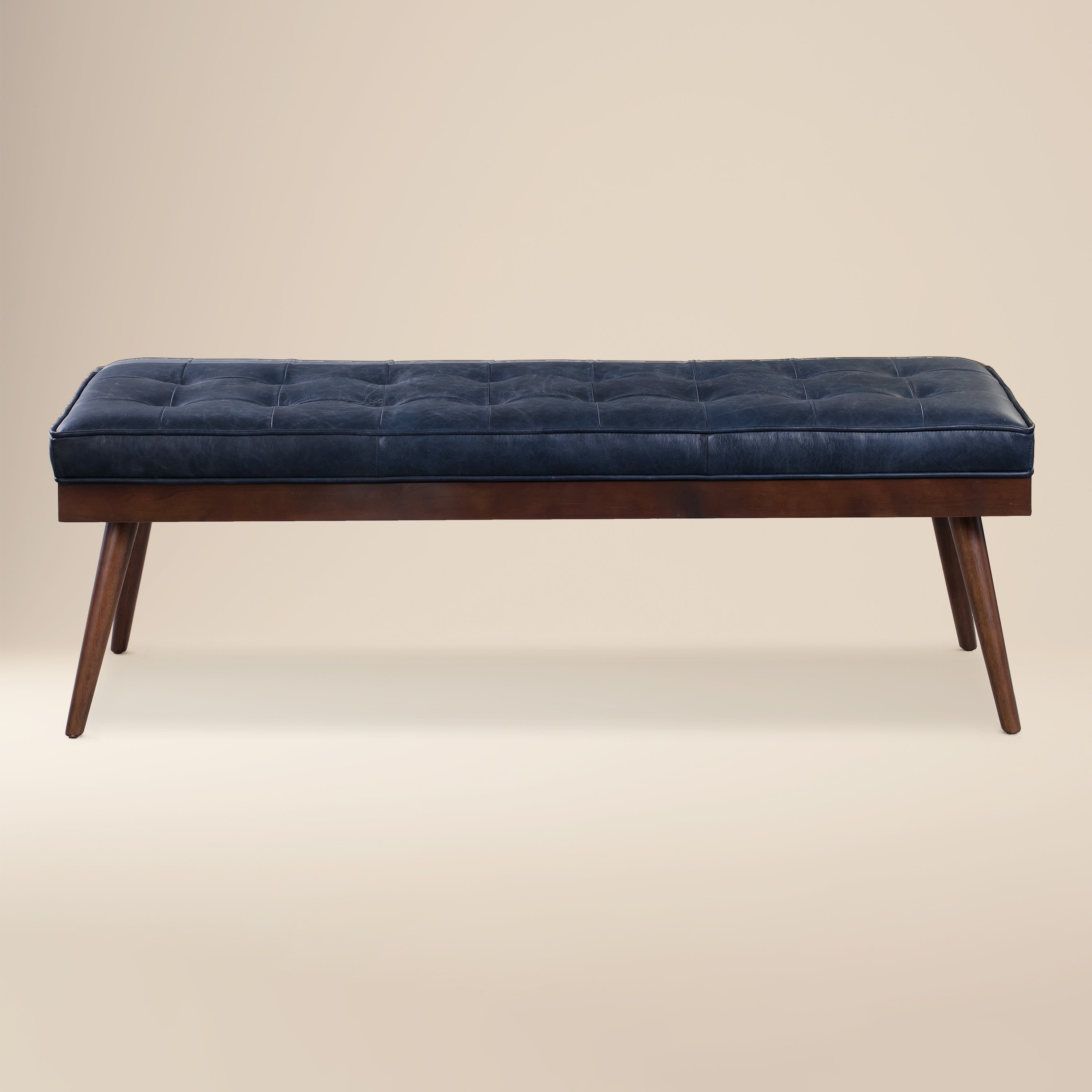 Leather Bench | Midnight Blue