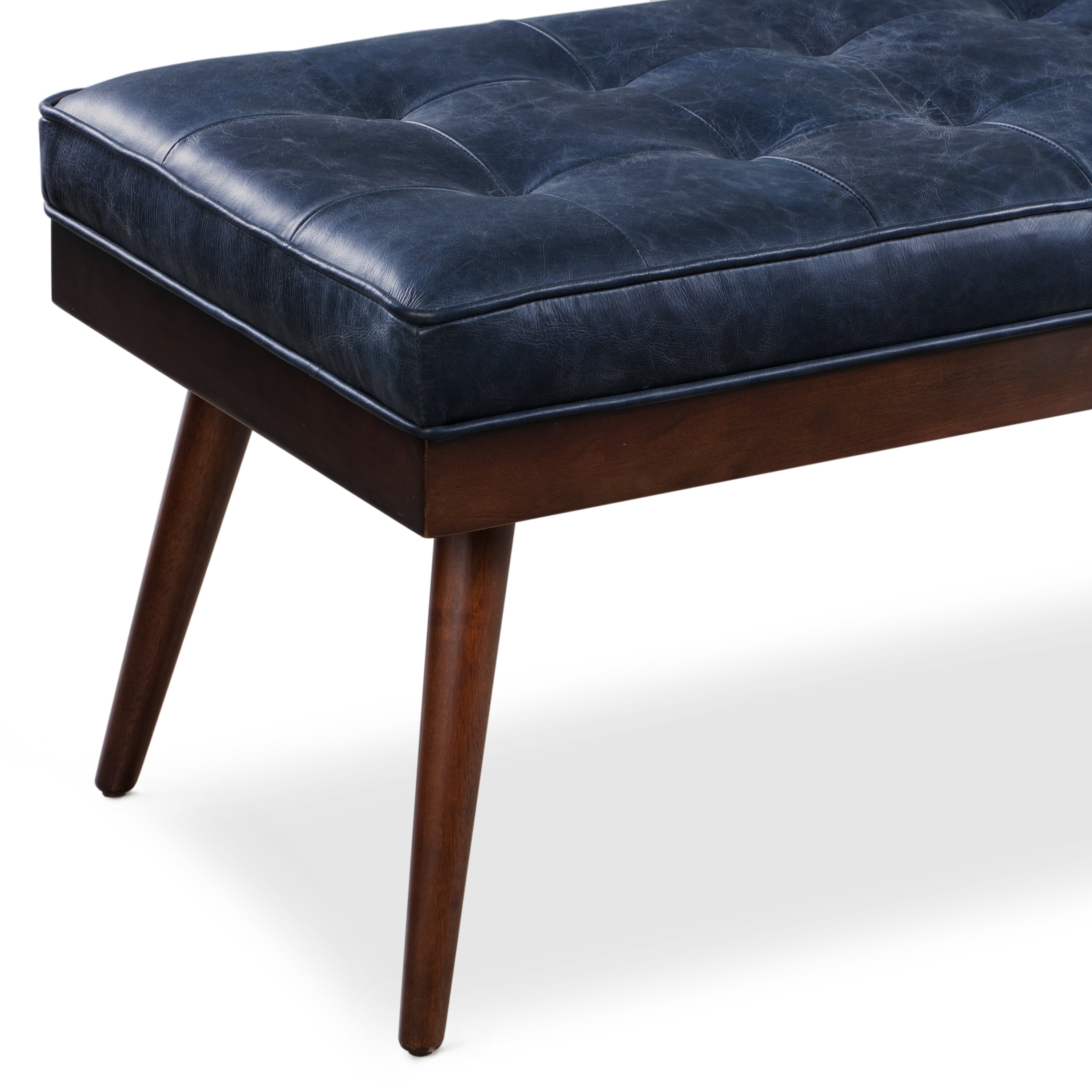 Leather Bench | Midnight Blue