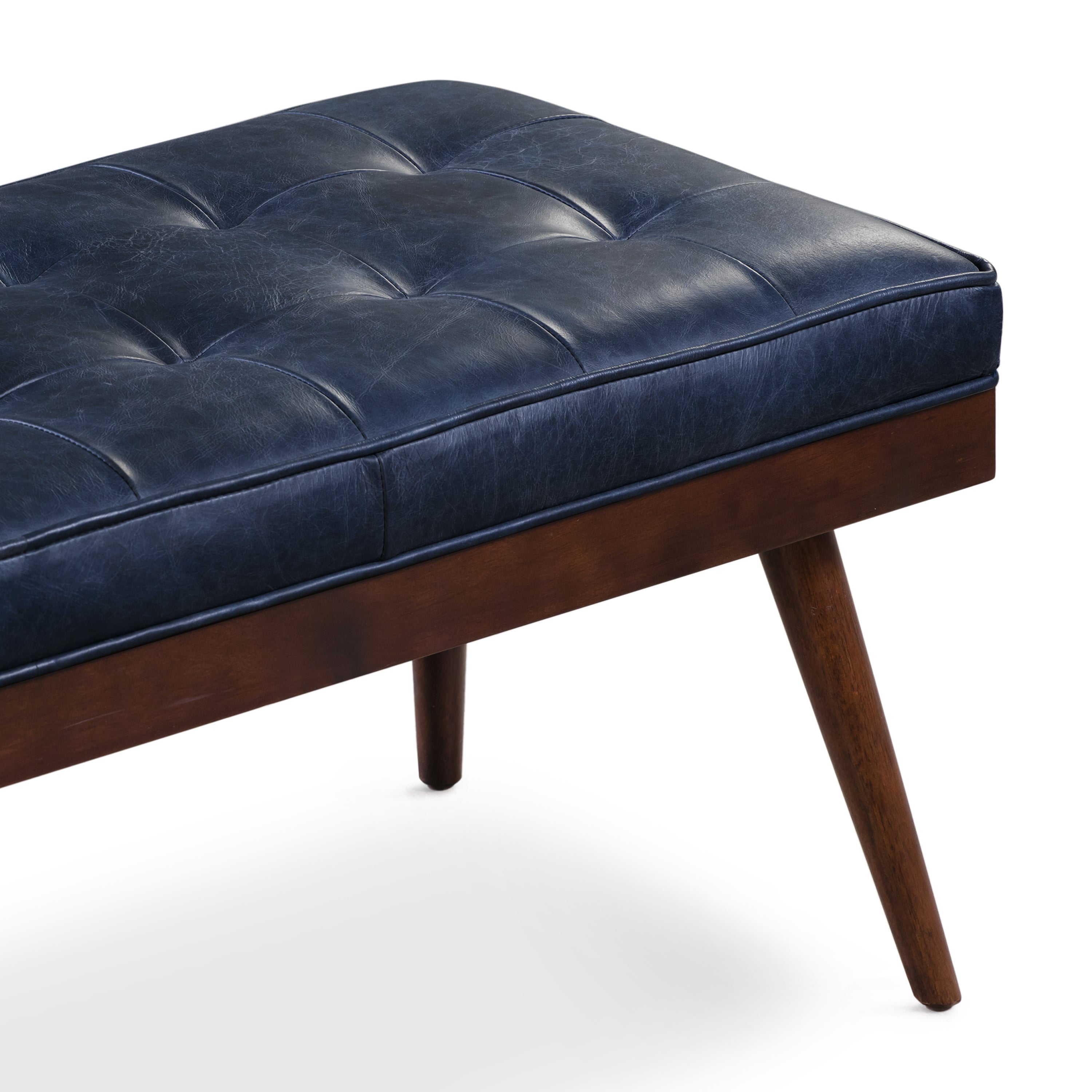 Leather Bench | Midnight Blue