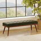 Leather Bench | Olivine Green