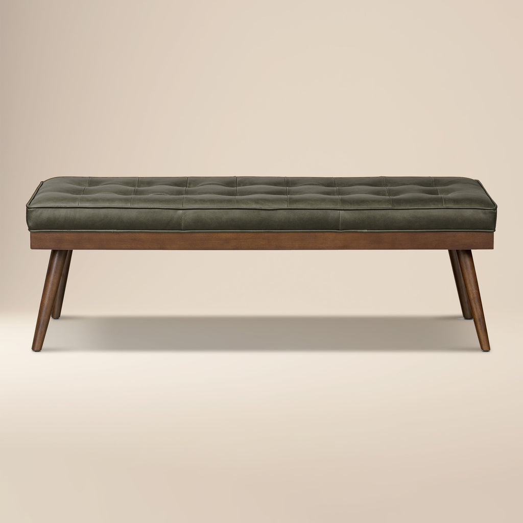 Leather Bench | Olivine Green