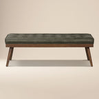 Leather Bench | Olivine Green