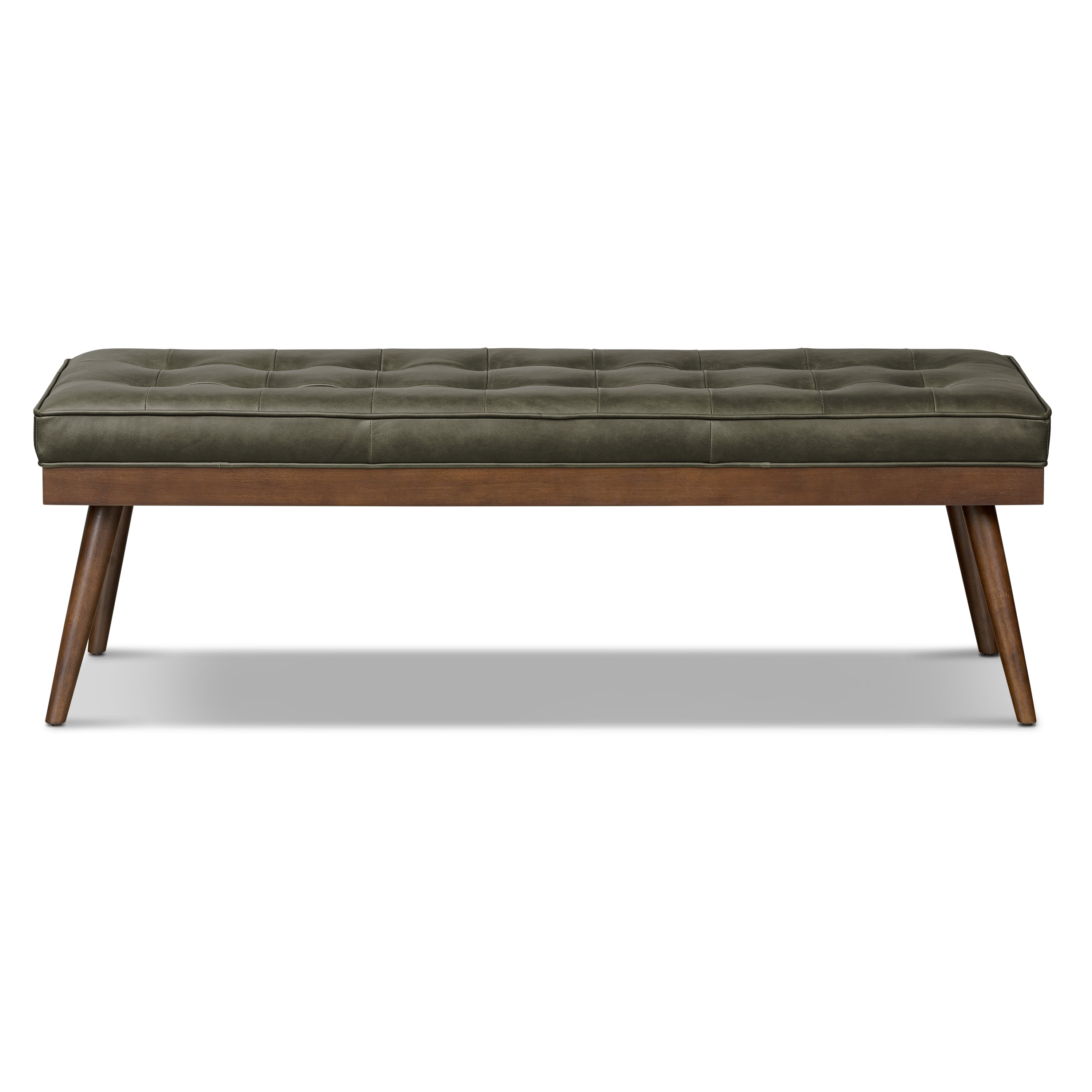 Leather Bench | Olivine Green
