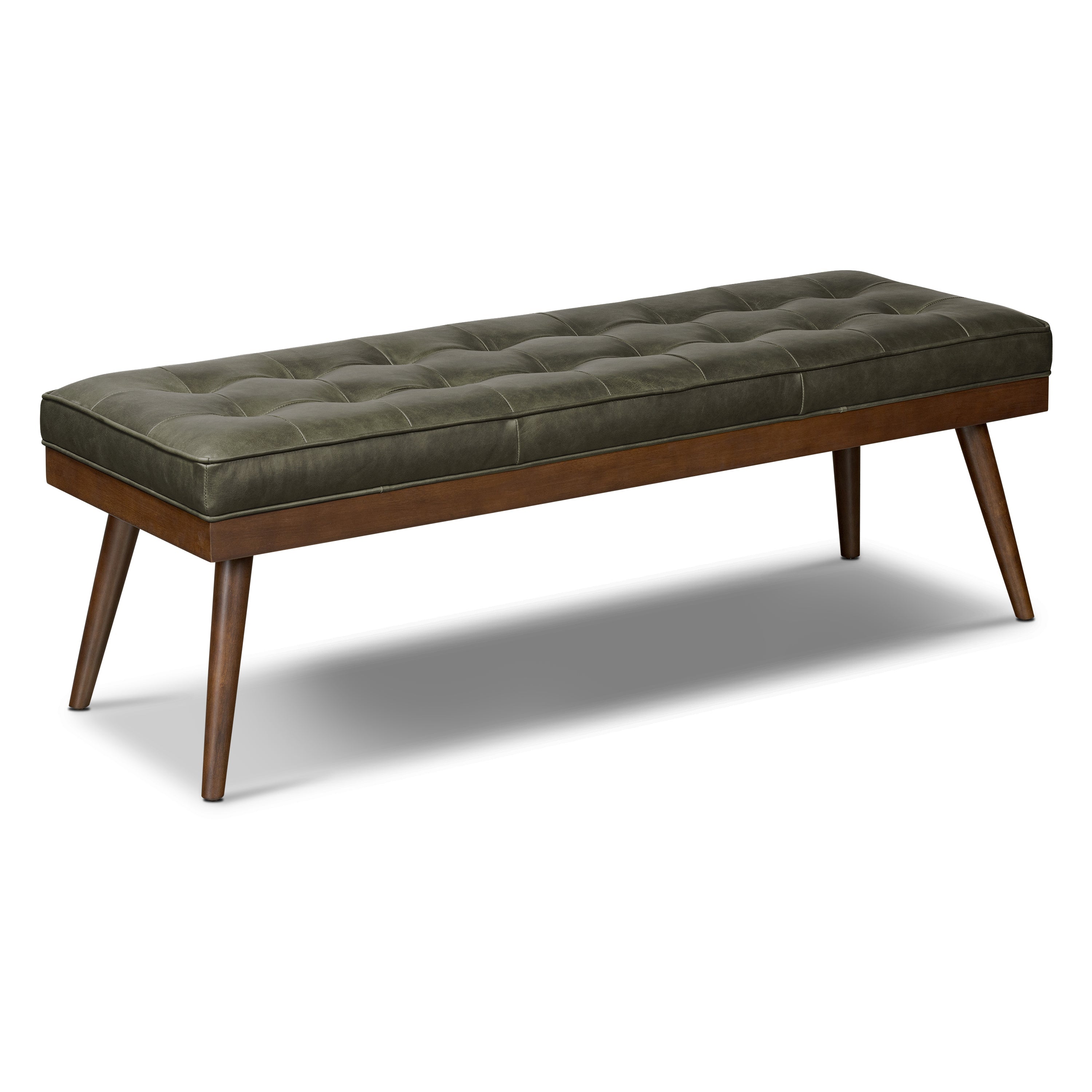 Leather Bench | Olivine Green