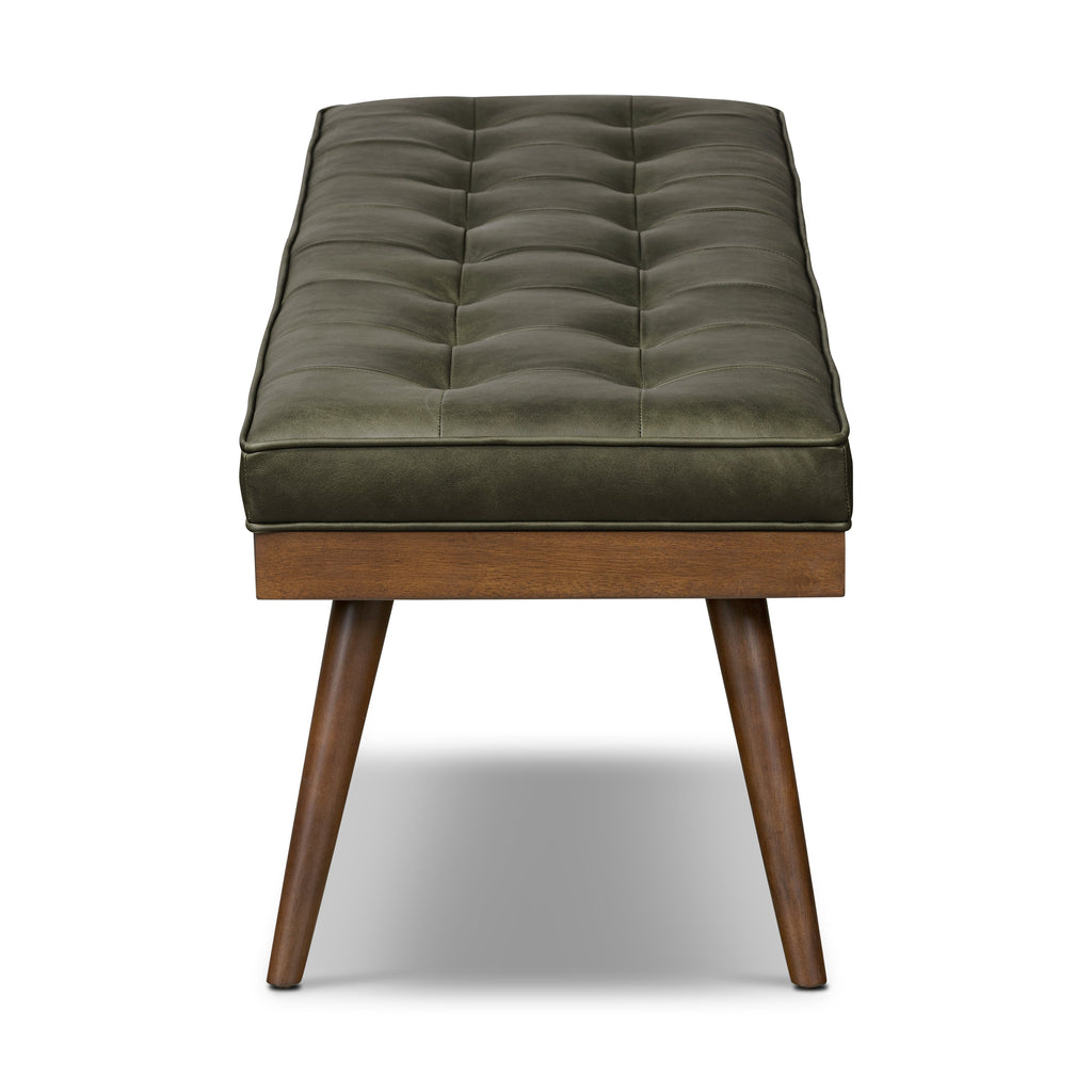 Leather Bench | Olivine Green