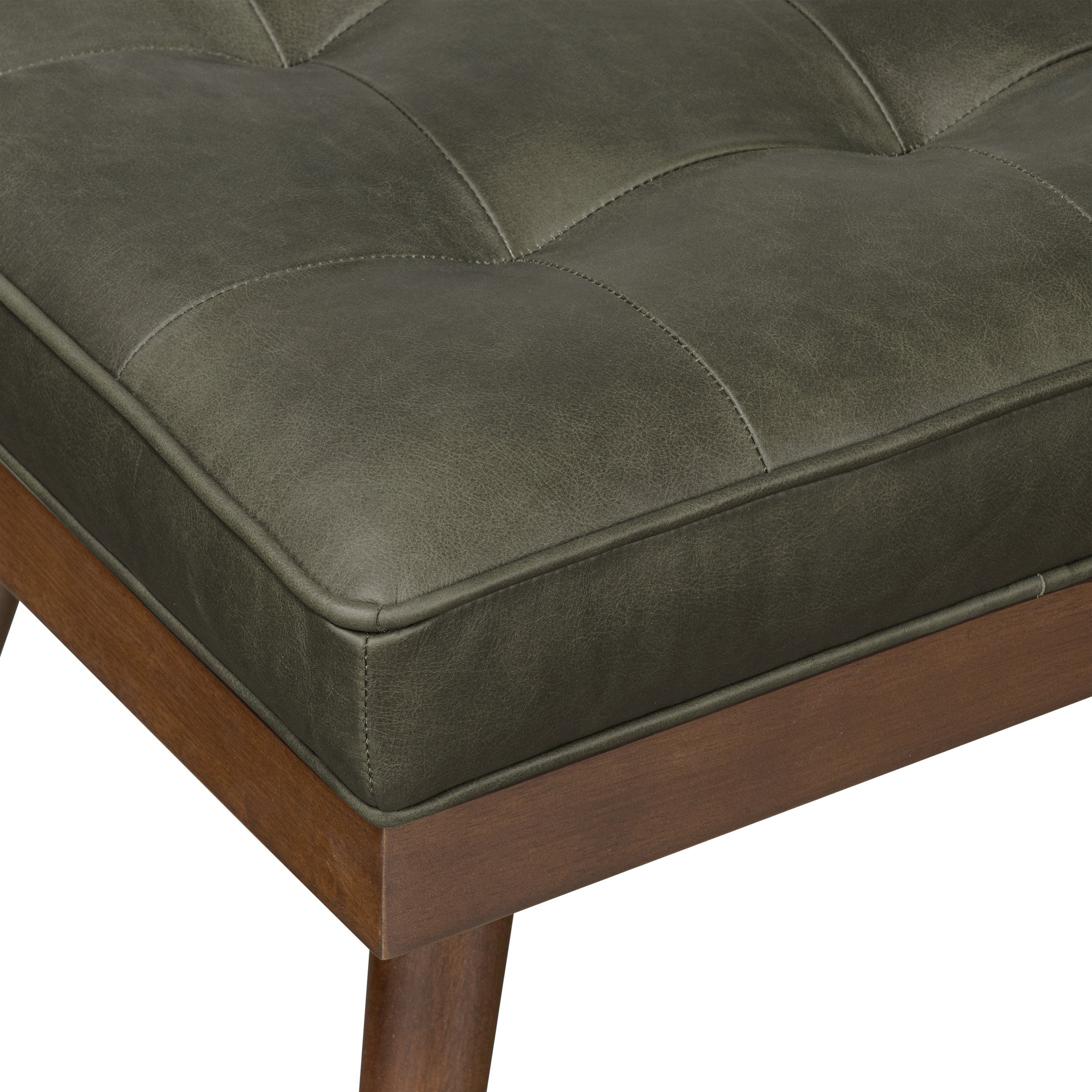 Leather Bench | Olivine Green