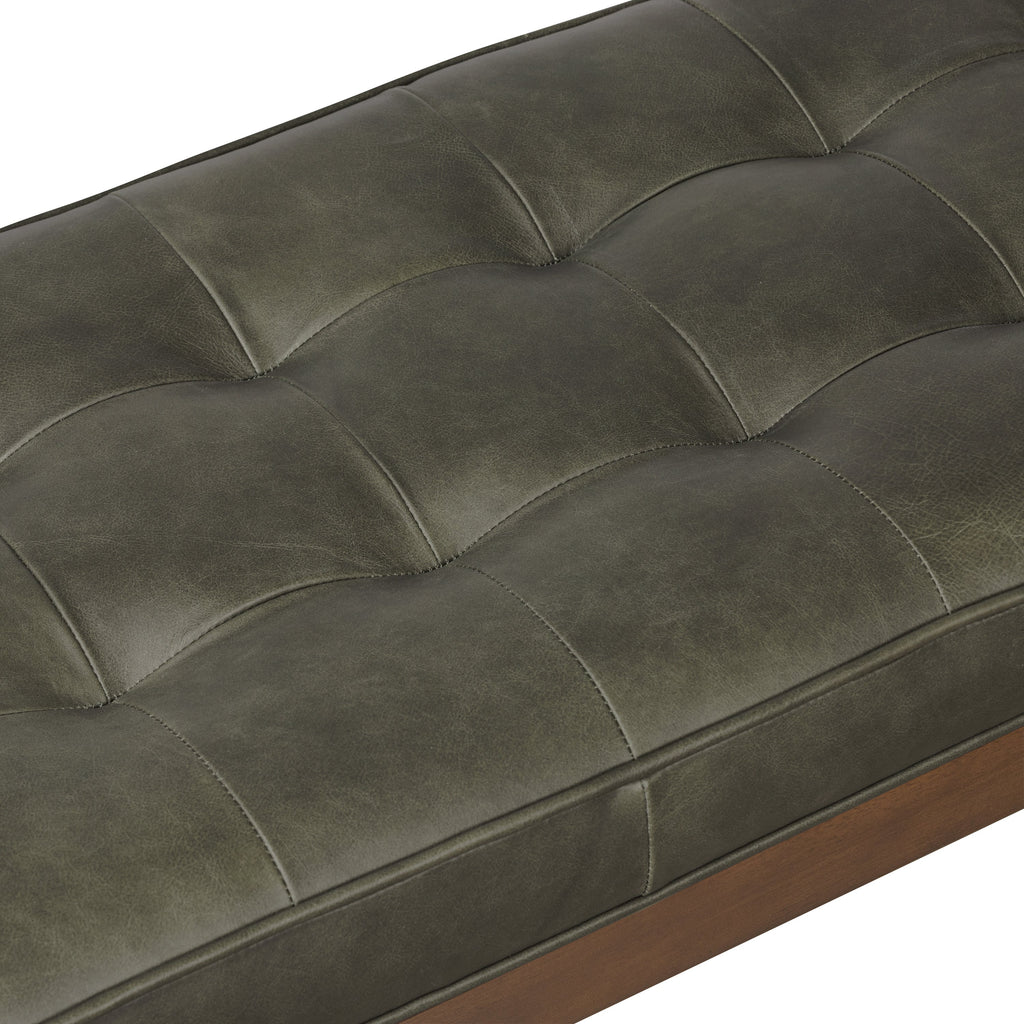 Leather Bench | Olivine Green