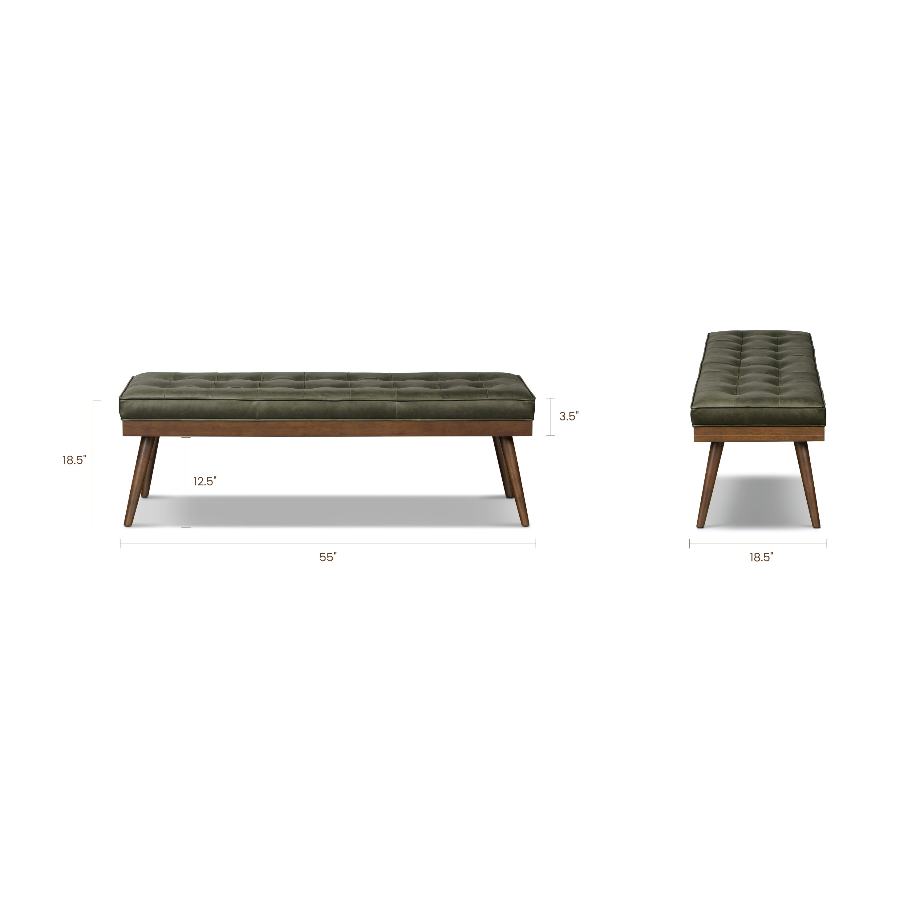 Leather Bench | Olivine Green