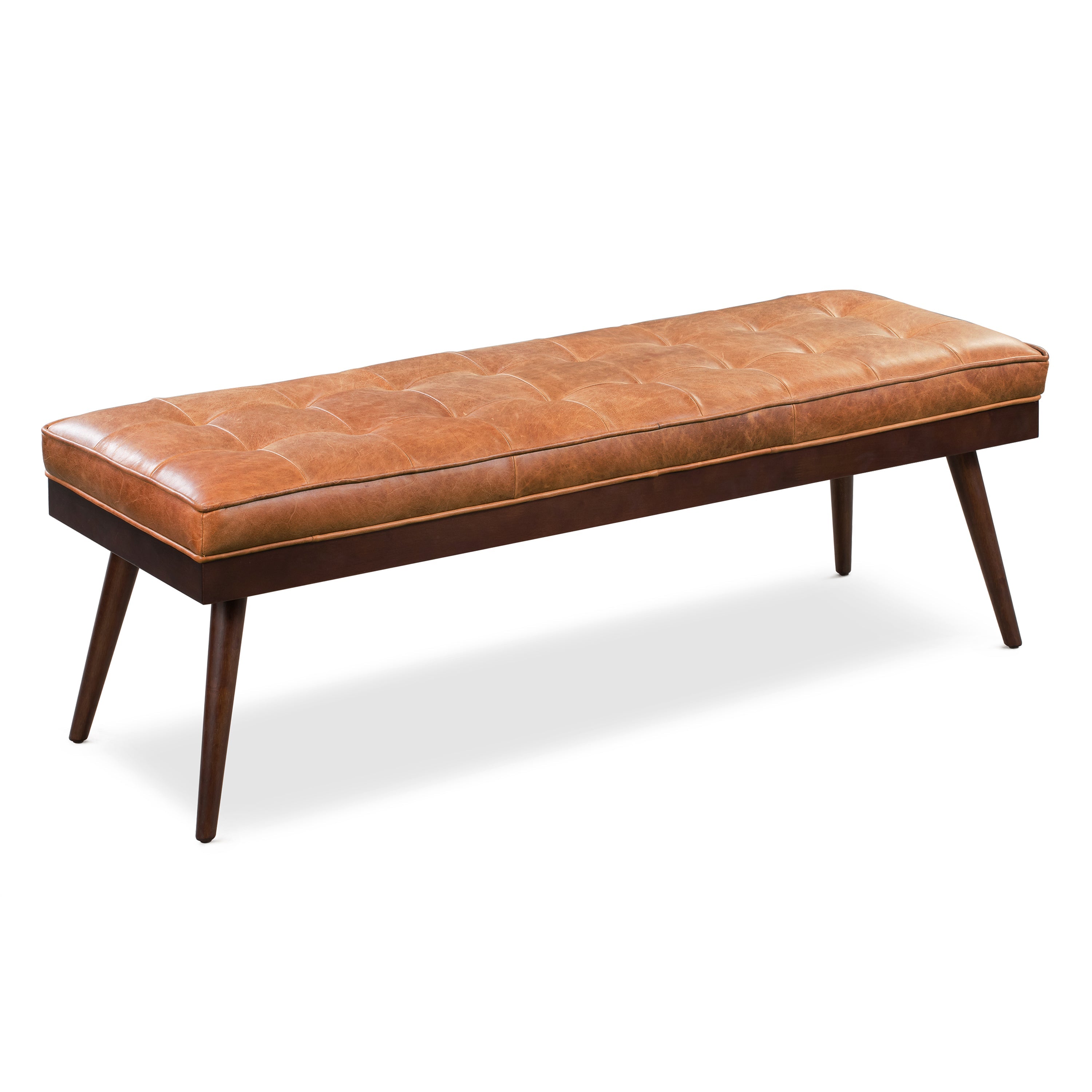 Leather Bench | Cognac Tan