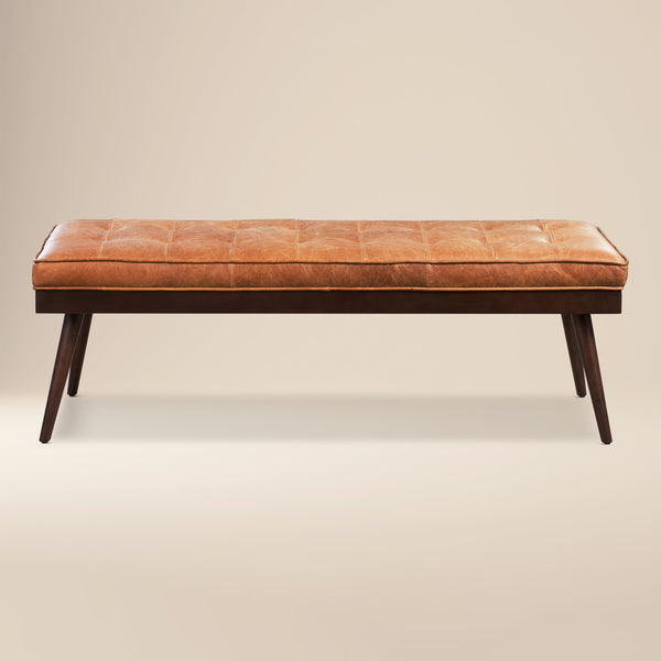 Leather Bench | Cognac Tan