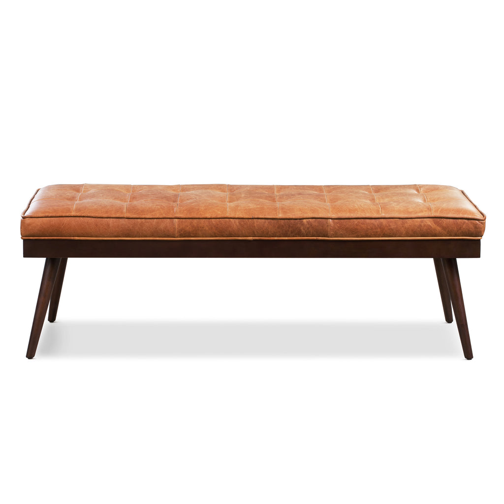 Leather Bench | Cognac Tan