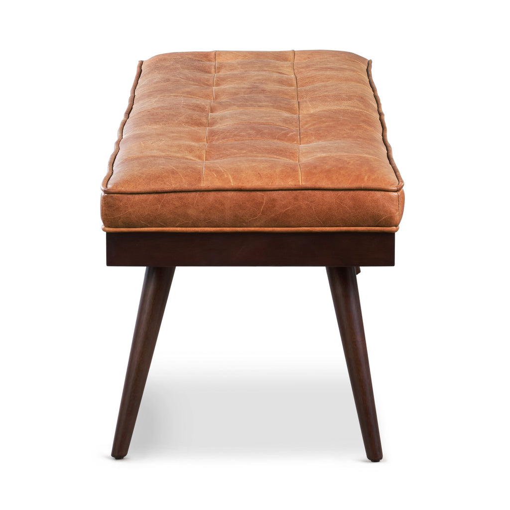 Leather Bench | Cognac Tan