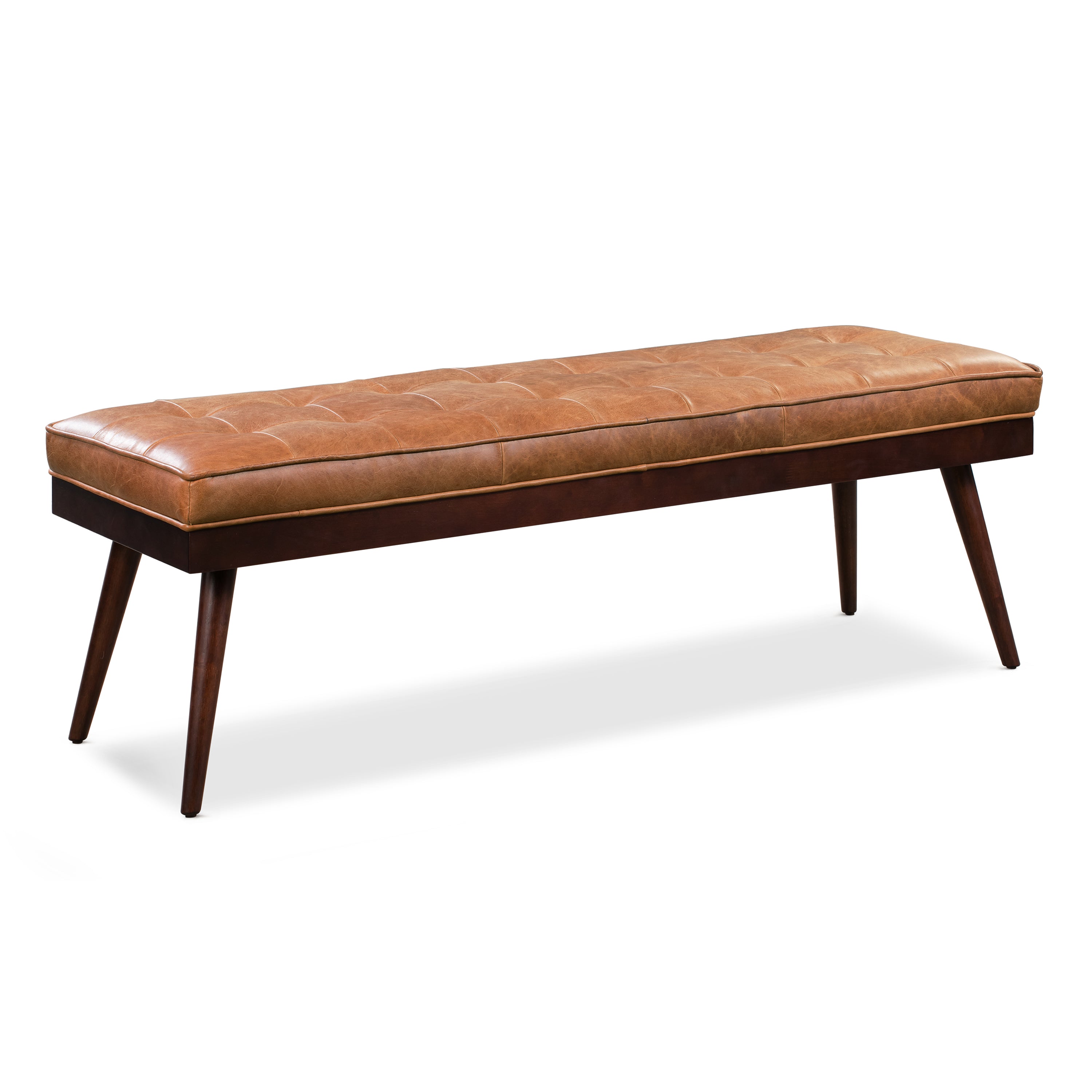 Leather Bench | Cognac Tan