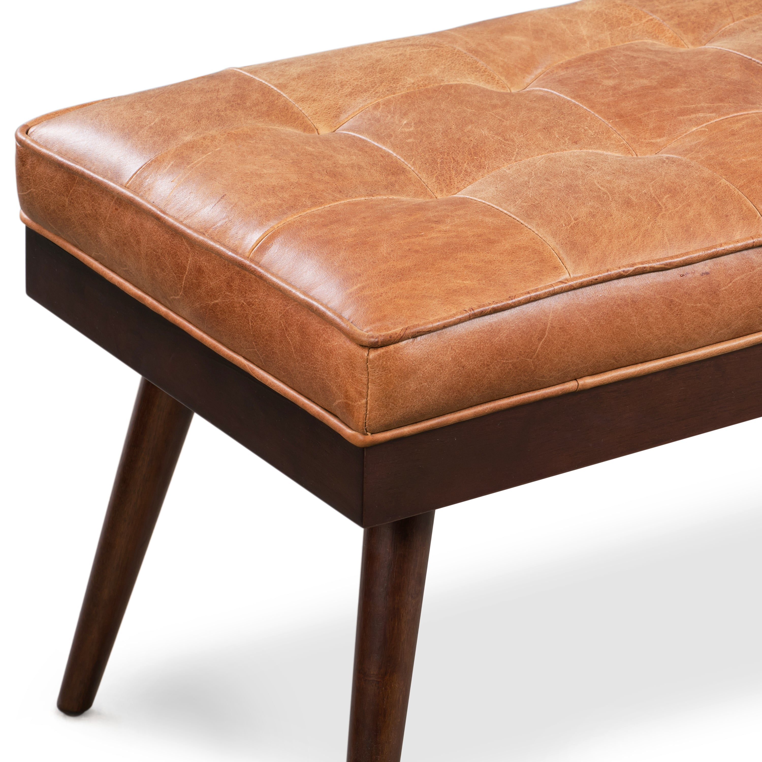 Leather Bench | Cognac Tan