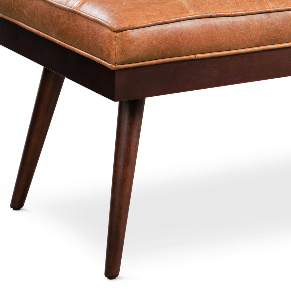 Leather Bench | Cognac Tan