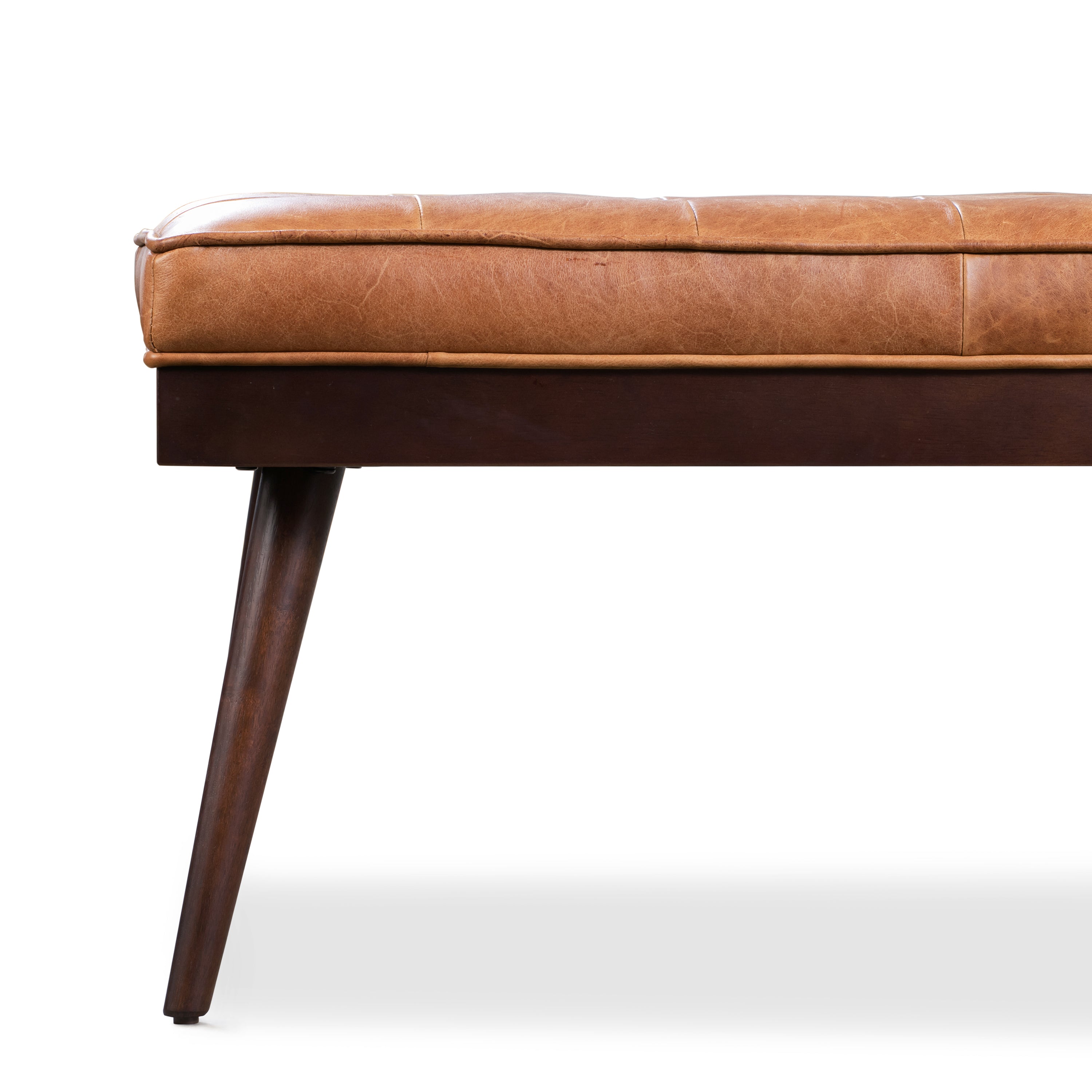 Leather Bench | Cognac Tan