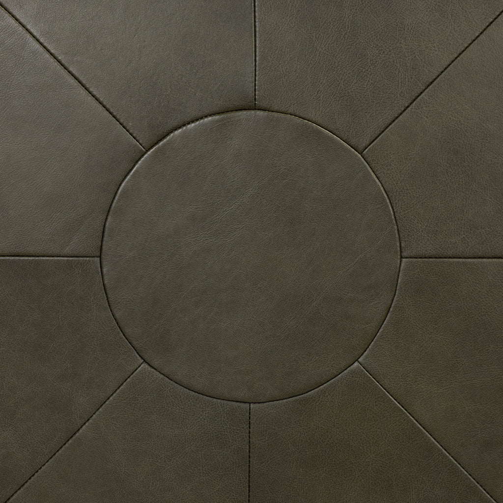 Leather Ottoman | Olivine Green