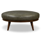 Leather Ottoman | Olivine Green