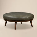 Leather Ottoman | Olivine Green