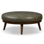 Leather Ottoman | Olivine Green