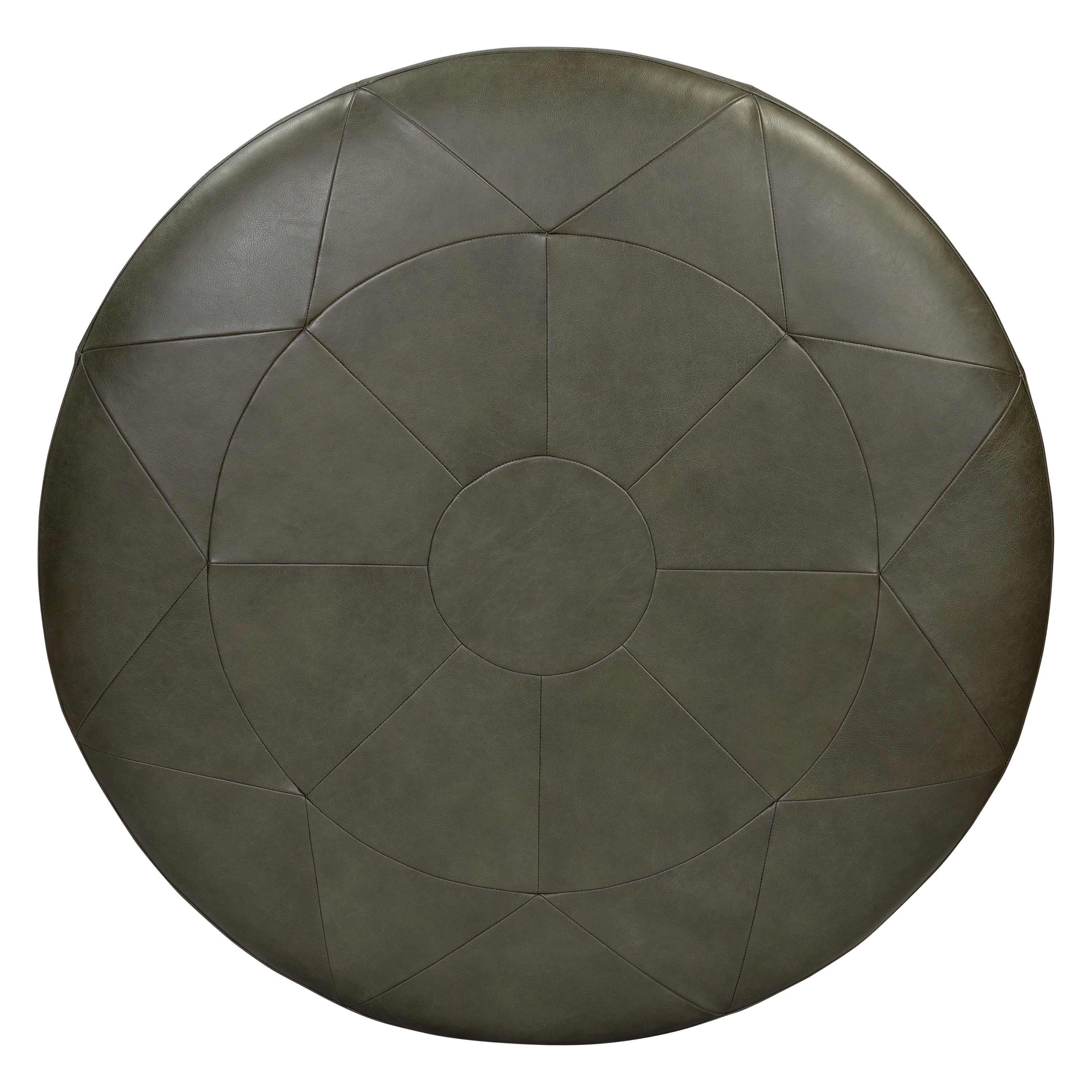Leather Ottoman | Olivine Green