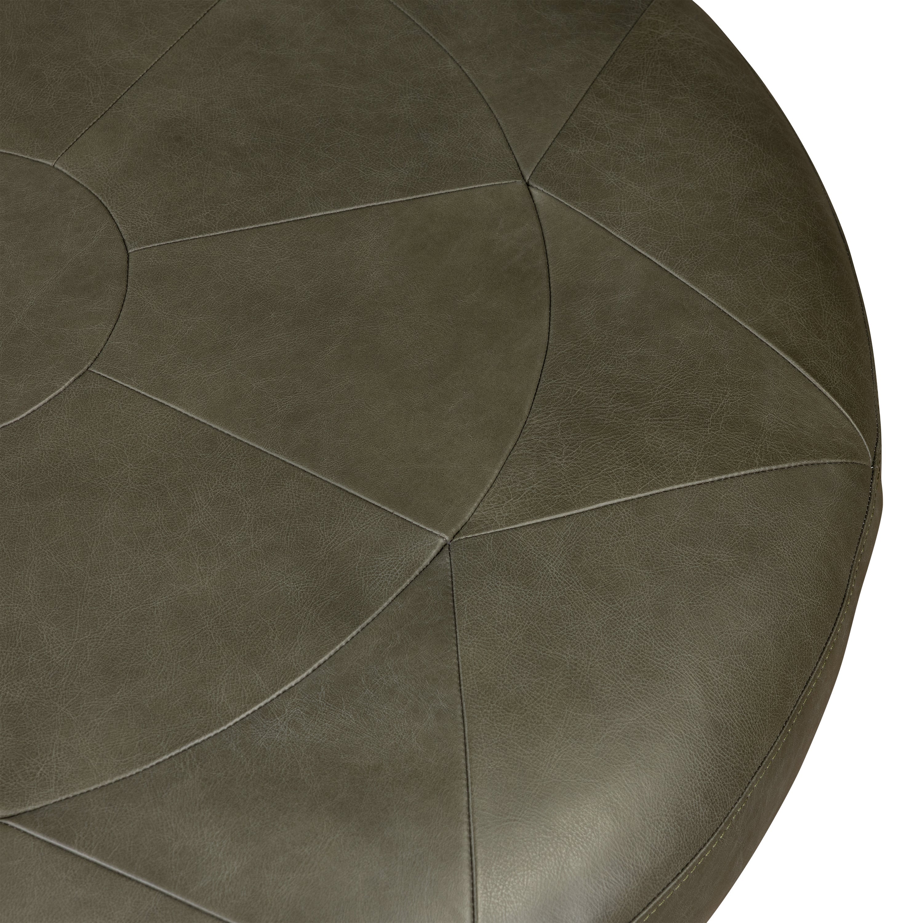 Leather Ottoman | Olivine Green