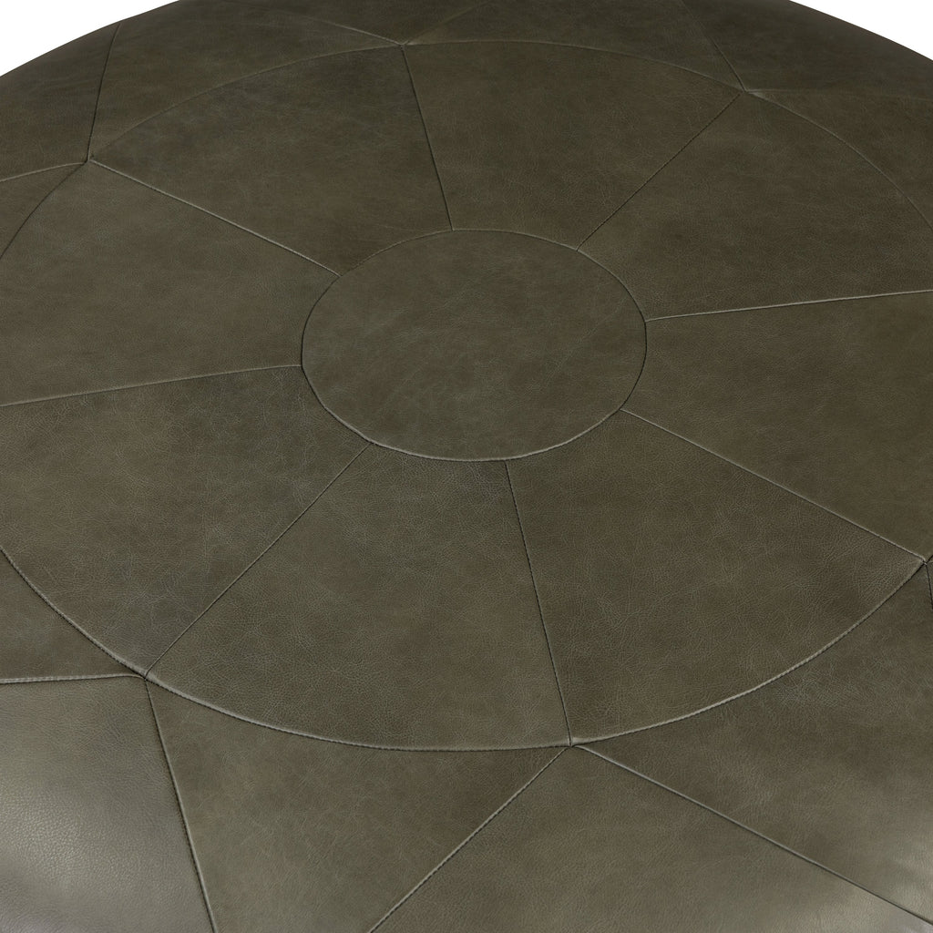 Leather Ottoman | Olivine Green