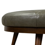 Leather Ottoman | Olivine Green