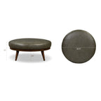 Leather Ottoman | Olivine Green