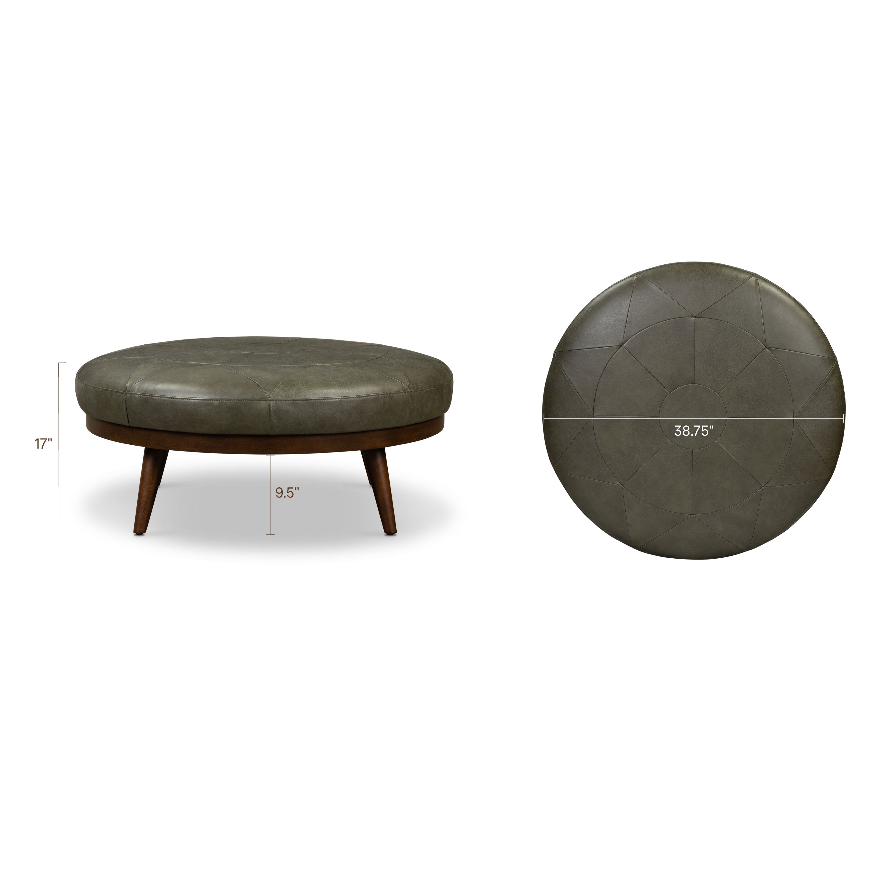 Leather Ottoman | Olivine Green