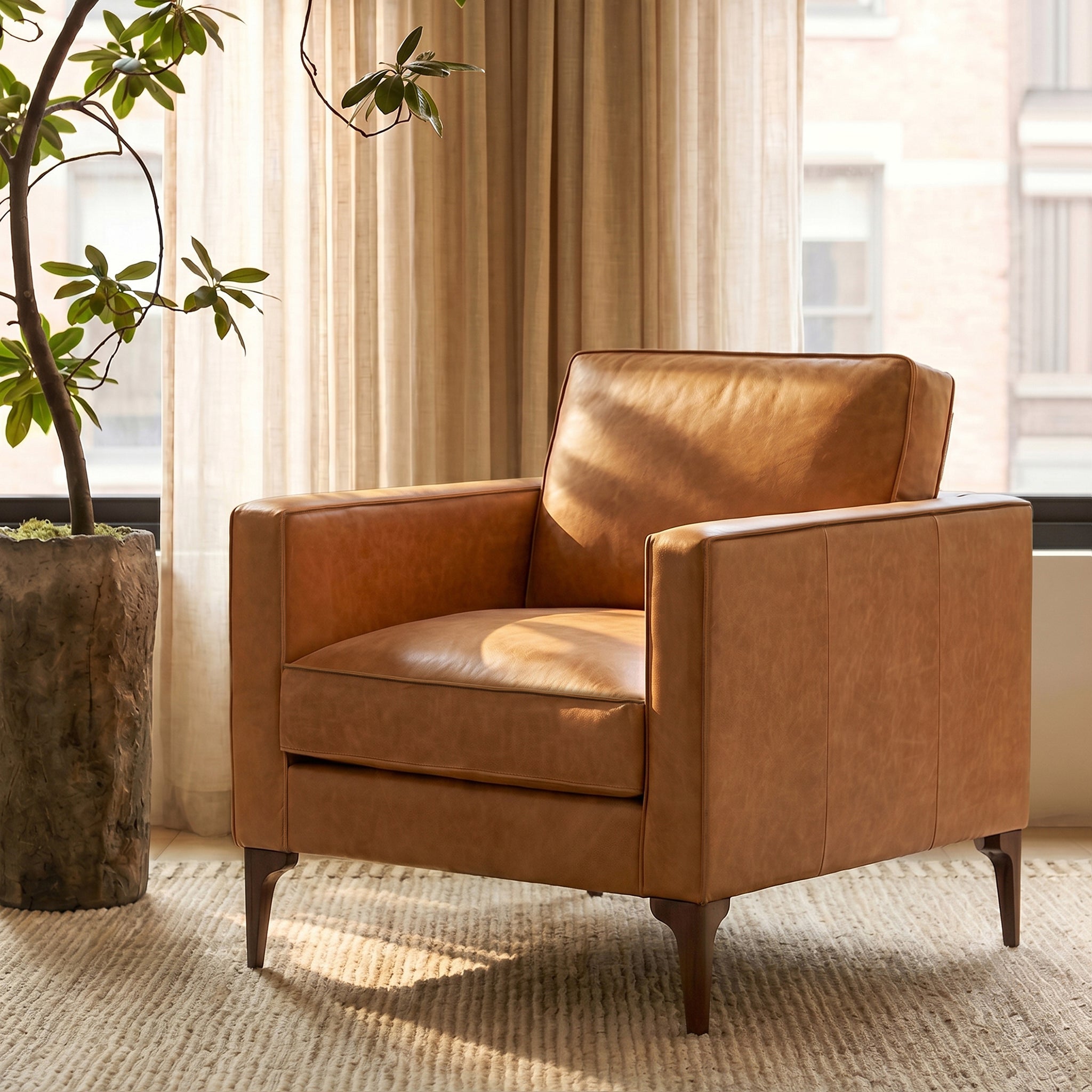 Leather Lounge Chair | Cognac Tan