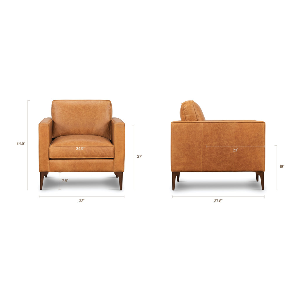 Leather Lounge Chair | Cognac Tan