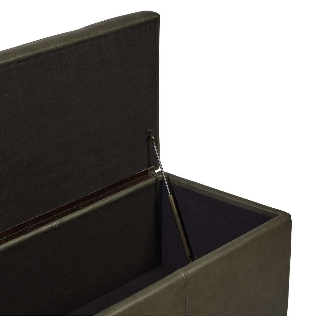 Leather Storage Ottoman | Olivine Green