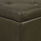 Leather Storage Ottoman | Olivine Green