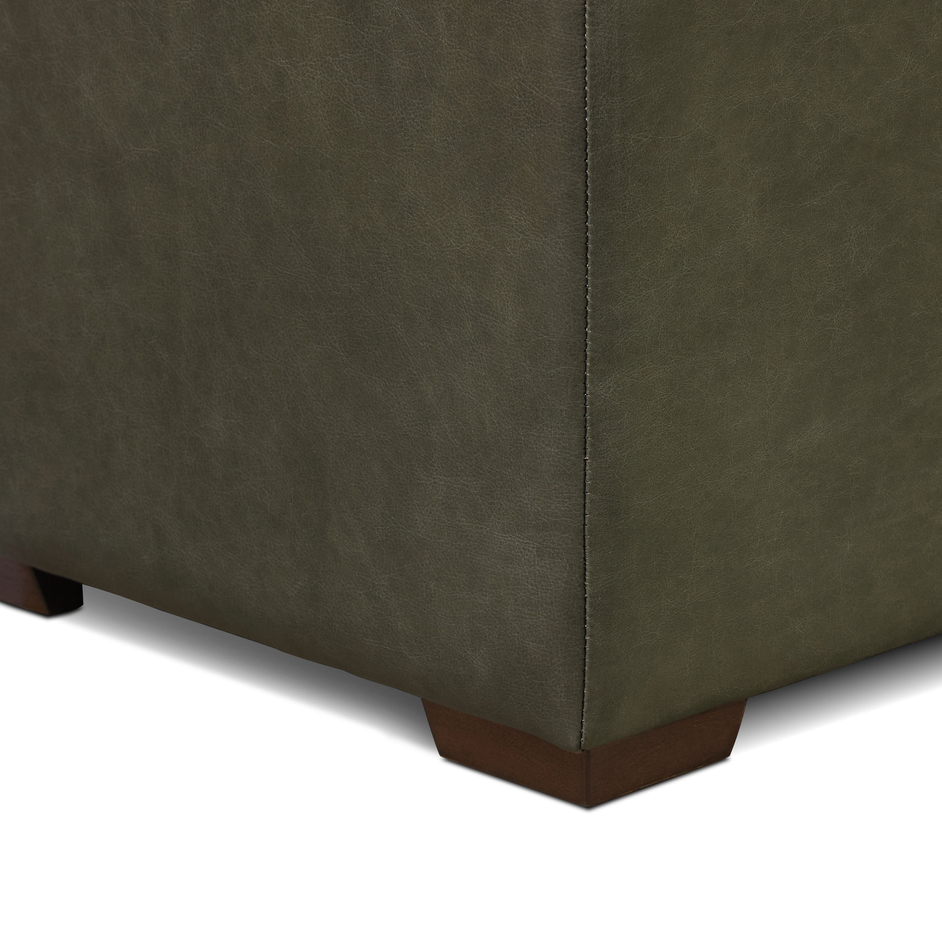 Leather Storage Ottoman | Olivine Green