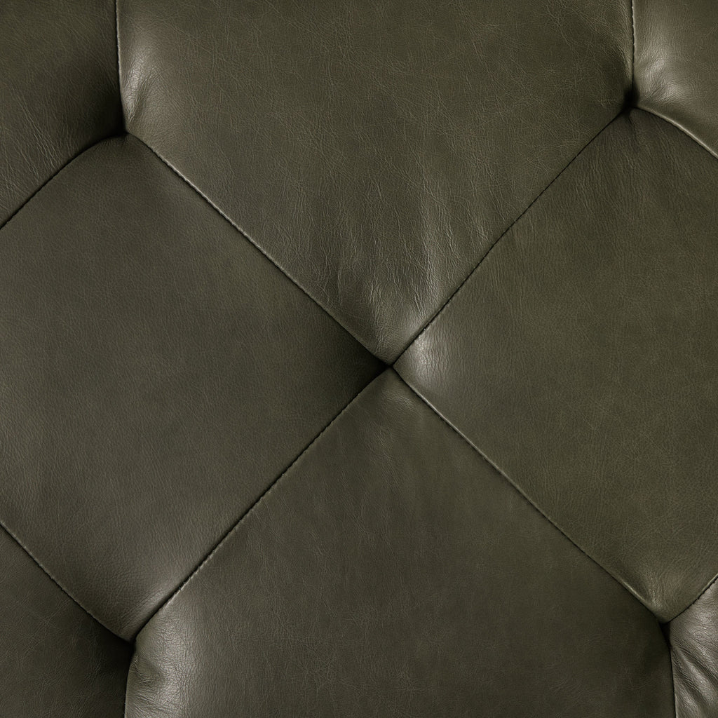 Leather Storage Ottoman | Olivine Green