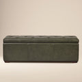 Leather Storage Ottoman | Olivine Green
