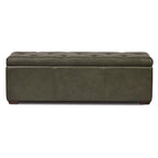 Leather Storage Ottoman | Olivine Green