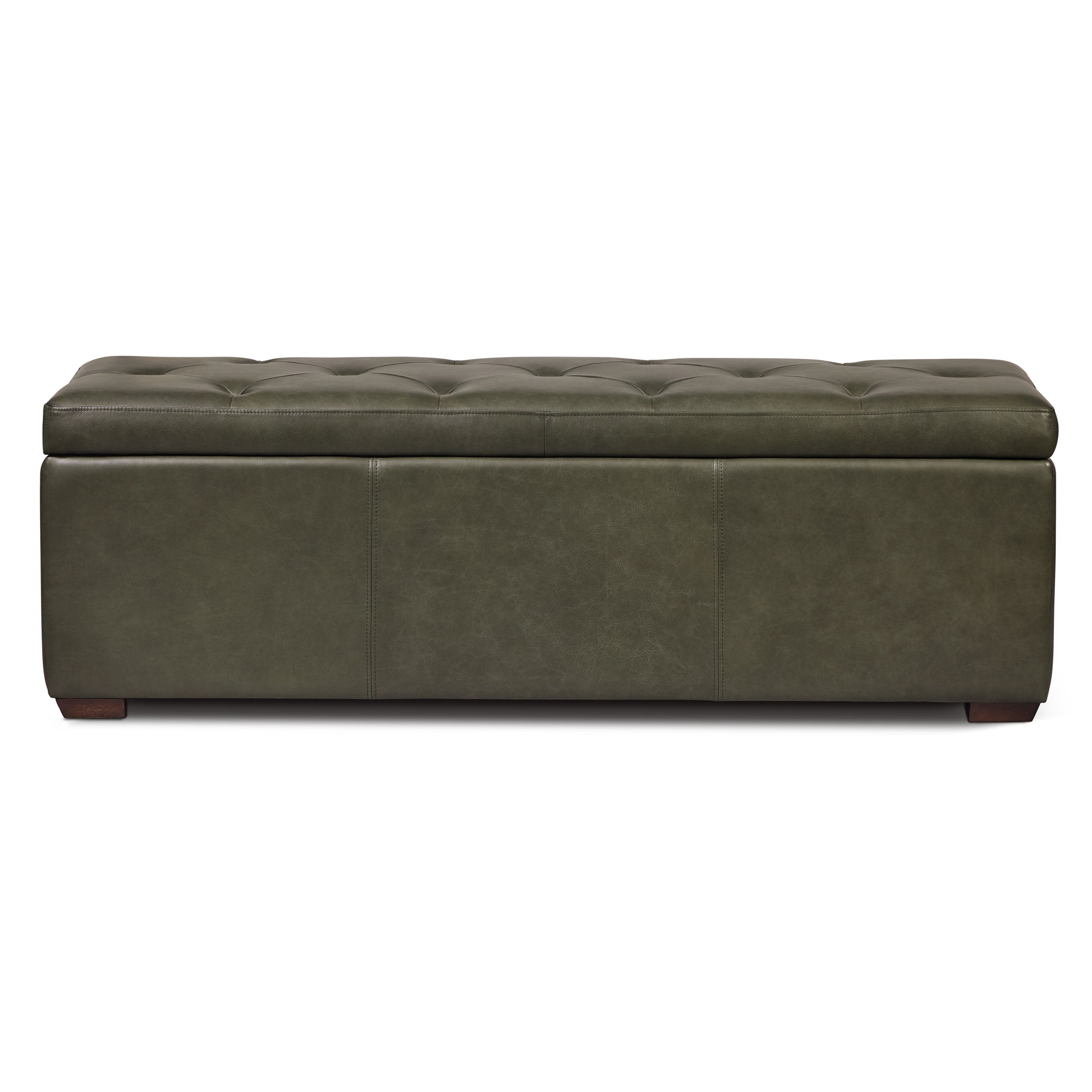 Leather Storage Ottoman | Olivine Green