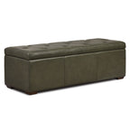 Leather Storage Ottoman | Olivine Green