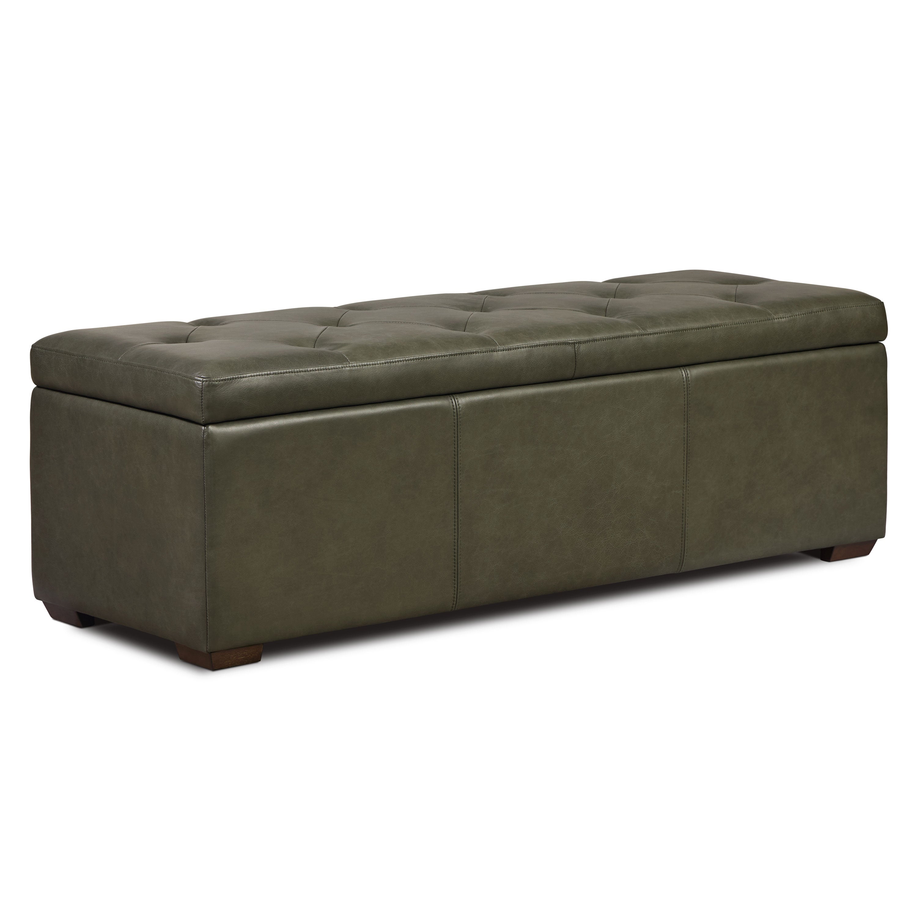 Leather Storage Ottoman | Olivine Green