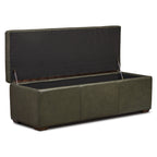 Leather Storage Ottoman | Olivine Green