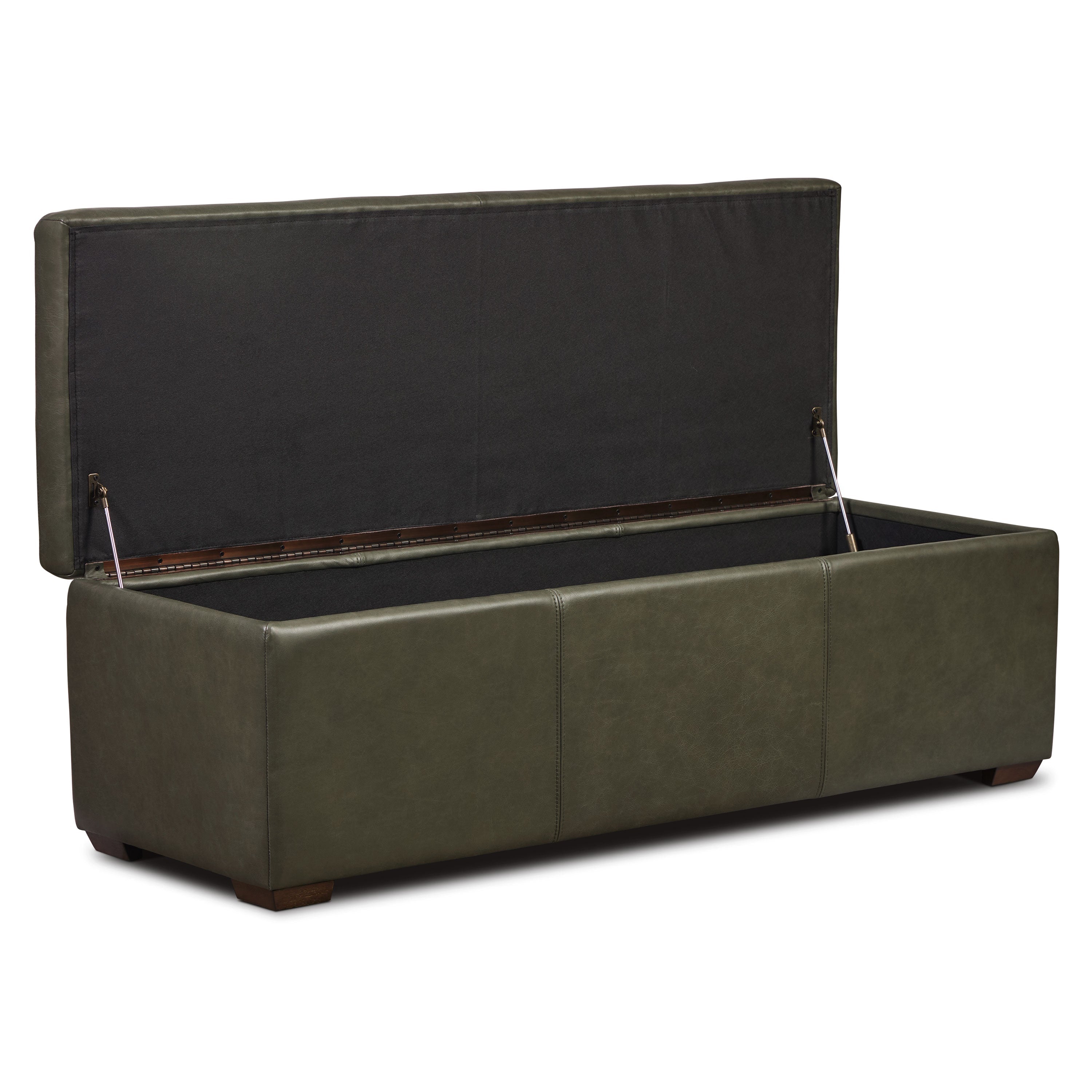 Leather Storage Ottoman | Olivine Green
