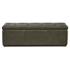 Leather Storage Ottoman | Olivine Green