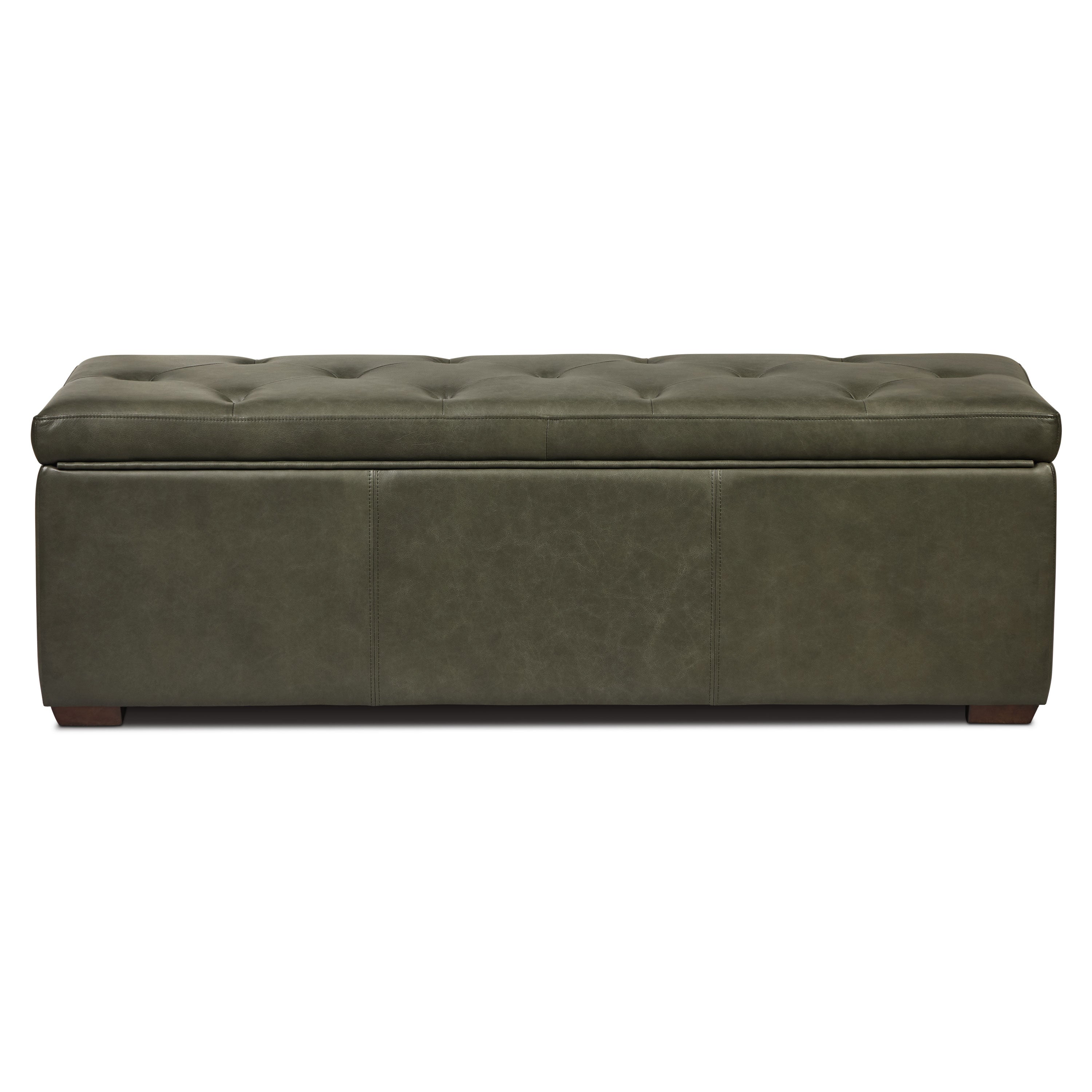 Leather Storage Ottoman | Olivine Green